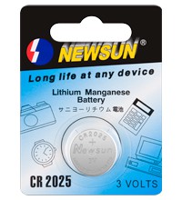 CR 2025 LITHIUM-KNOPFZELLE, 3 VOLT, 160 MAH, 20X2,5MM New Sun